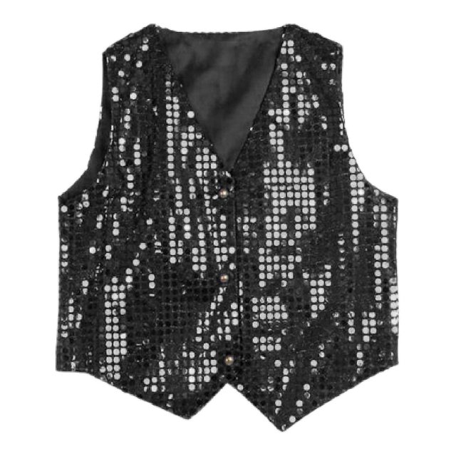 Costume Vest Glitter Unisex Colorful Kids Sleeveless Sequin Vest For Party Qinhai