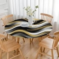 thumbnail image 3 of Black Marble Gold Wave Pattern Round Fitted Tablecloth with Elastic Edge,Dining Table Cover Waterproof,Outdoor Round Tablecloth for Camping,Dining,Indoor and Outdoor, 3 of 7