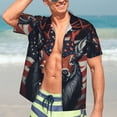 thumbnail image 5 of Lsque Modern USA Deer Head pattern Hawaiian Shirt for Men, Unisex Summer Beach Casual Short Sleeve Button Down Shirts-Large, 5 of 9