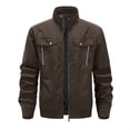 thumbnail image 3 of TEAJOPSUU Men's Casual Jacket Lightweight Stand Collar Windbreaker Casual Spring Fall Zip Up Windproof Outwear Coat with Pocket A-Coffee, 3 of 4