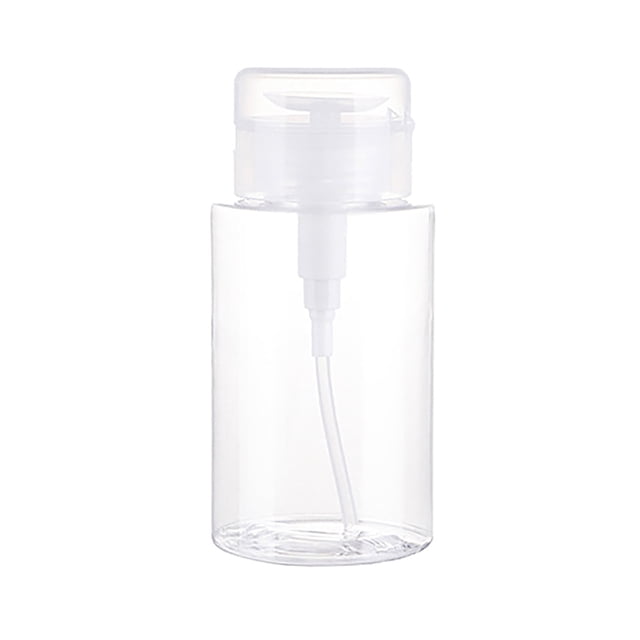 Empuje hacia abajo dispensador de bombeo botella rellenable para removedor de maquillaje quitaesmalte de uñas maquillaje agua y tóner (plástico transparente)