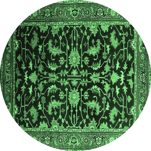 Ahgly Company Indoor Round Oriental Emerald Green Industrial Area Rugs, 8' Round