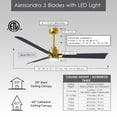 thumbnail image 6 of Matthews Fan Company AKLK-BRBR-BK-56 Alessandra 56” Brushed Brass Ceiling Fan with 3 Matte Black  Blades, Integrated LED Light Kit, Remote Control, Indoor/Outdoor Wet Rated, 6 of 6