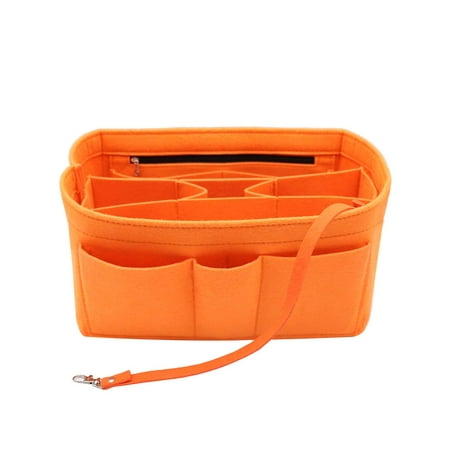 LEXSION Felt Insert Fabric Purse Organizer Bag, Bag Insert In Bag with  Zipper Inner Pocket Orange S
