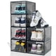 thumbnail image 1 of Cajas organizadoras de zapatos paquete de 6 cajas grandes con puerta magnética recipientes apilables de plástico transparente negro, 1 of 6