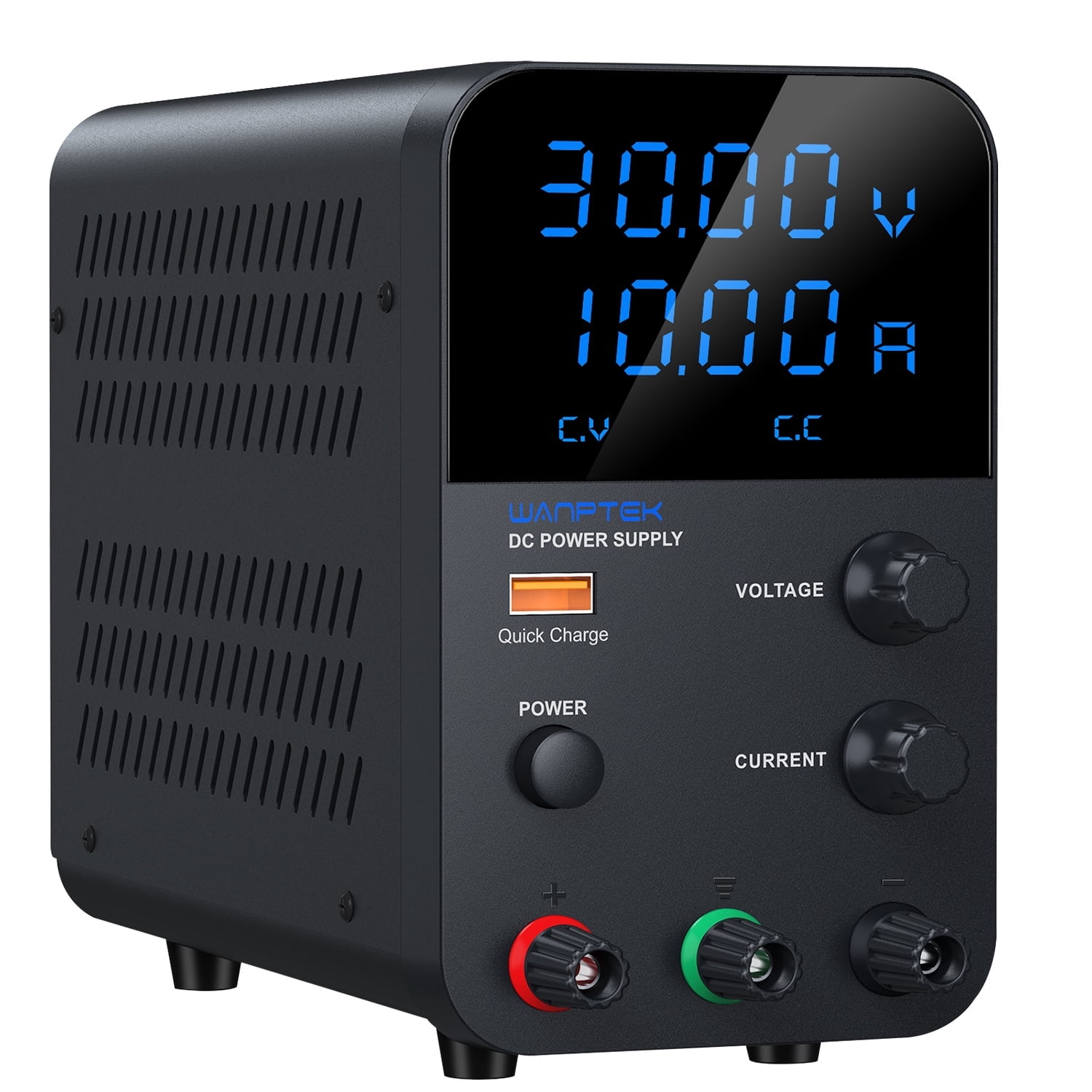 Wanptek DC Power Supply Variable, 30V 10A Voltage/Current, High-Precision 4-Digit LED Display, Adjustable Regulated Power Supply with 18W USB Fast Charging Port for Laboratory and Electronics Repair