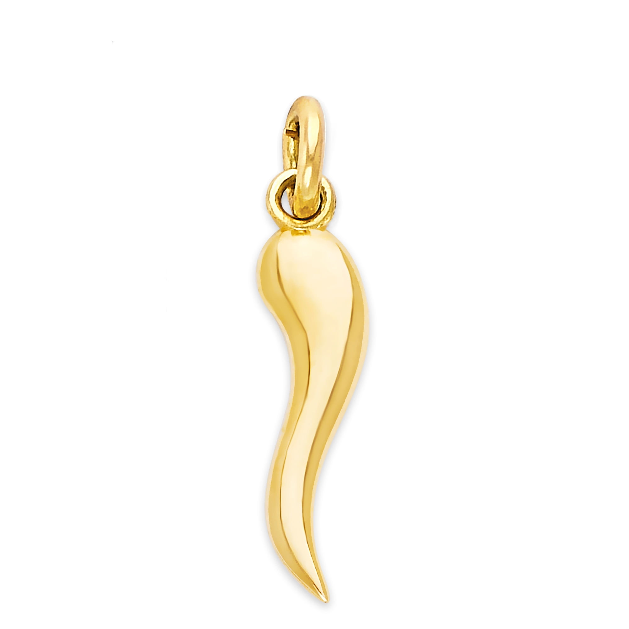 10k Solid Gold Dainty Italian Horn Charm for Bracelet, Good Luck Evil ...
