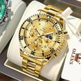 thumbnail image 3 of OLEVS Watches for Men Luxury Analog Quartz Chronograph Business Dress Gold Plated Stainless Steel Moon Phase Waterproof Luminous Date Casual Mens Wrist Watches Reloj Para Hombre, 3 of 10