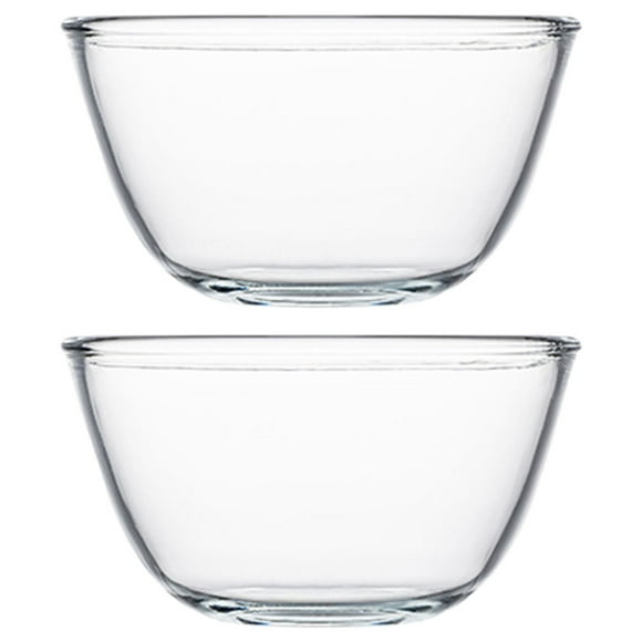 2pcs Glass Bowl Salad Bowl Household Glass Egg Beater Mixing Bowl Baking Tableware