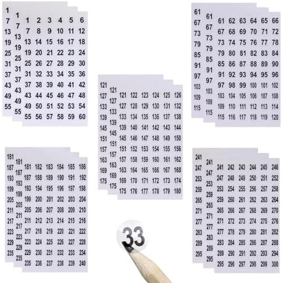 15 Sheets 1 to 300 Small Round Clear Consecutive Number Stickers Self Adhesive Labels Inventory Storage Stickers for Organizing Nail Polish Bottles Office Classroom Supplies