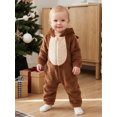 thumbnail image 4 of RUINIXCW Toddler Baby Girl Christmas Reindeer Costume Kid Infant Fall Winter Xmas Clothes Warm Fleece Snowsuit Jumpsuit Long Sleeve Hooded Zip Romper, 4 of 10