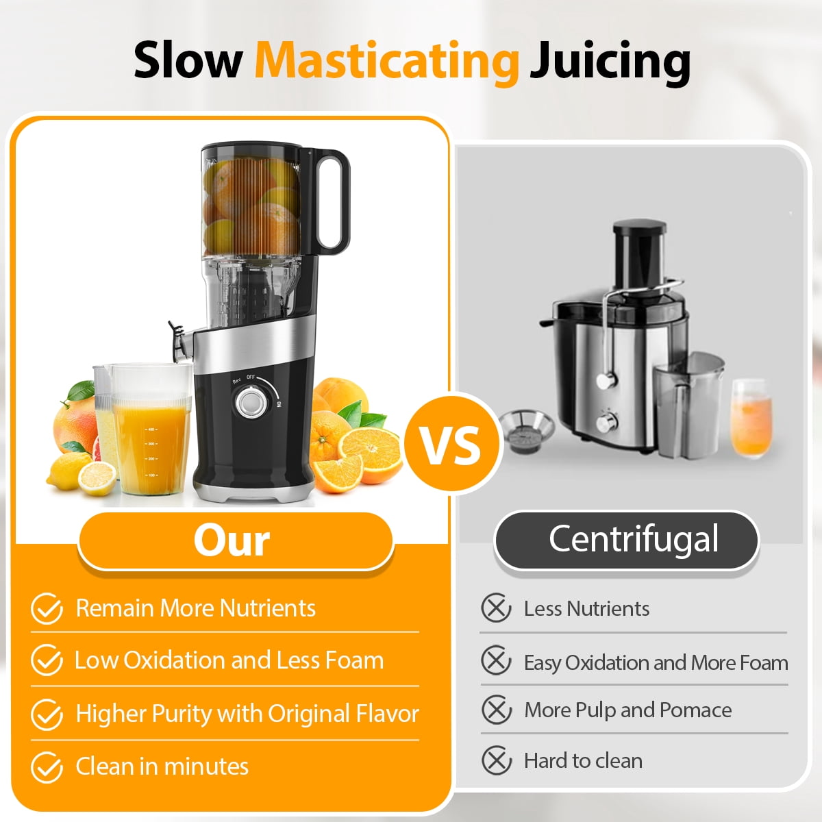 Aeitto Mega4 Cold Press Juicer, Juicer Machines with 4.35" Large Feed Chute for Whole Fruits & Vegetables, Slow Juicer Easy to Clean, Juice Extractor Self Feeding, Easy to Assemble
