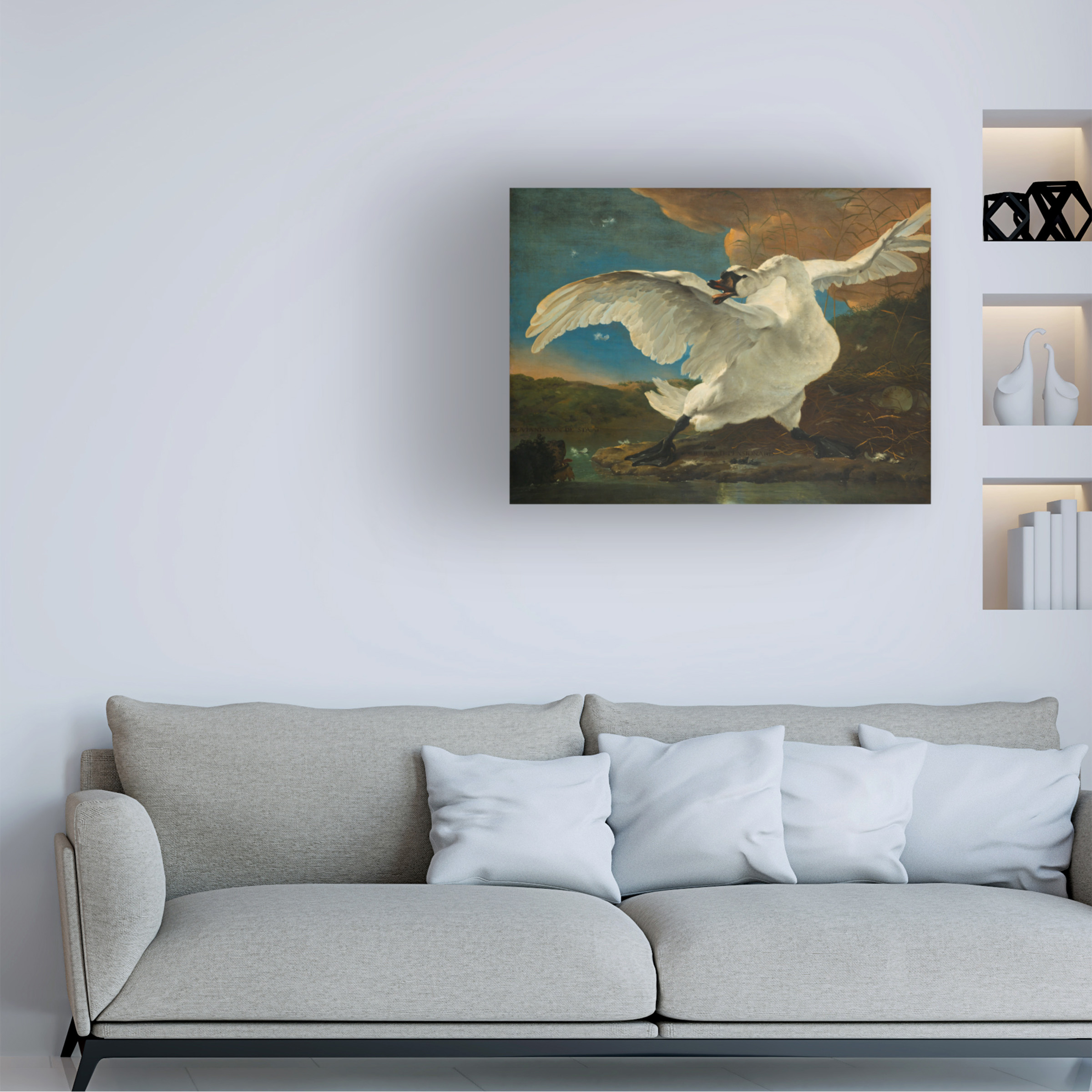 Trademark Fine Art Jan Asselijn The Threatened Swan Canvas Wall Art - 18x24