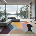 thumbnail image 2 of ODIKA 6'x9' Washable Area Rug Multicolor Abstract Geometric Artistic Design Contemporary Style with Bold Overlapping for Dining Room, Under Table, Office Décor, Non-Slip Chair-Friendly, 2 of 7