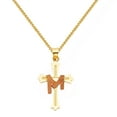 thumbnail image 1 of Precious Stars Robe Drapée en Or Bicolore 14K Pendentif Croix Unisexe avec Chaîne Collier 18 Pouces, 1 of 5