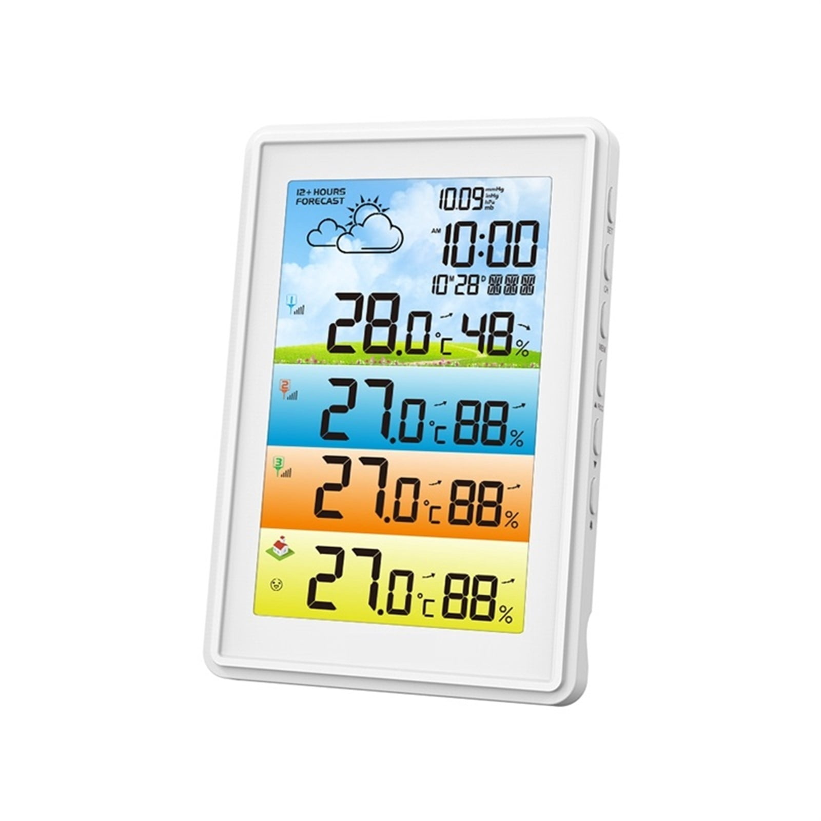 Wireless Colorful Weather Station Digital Indoor Hygrometer Thermometer Barometer Forecast Trend Moon Phase Alarm Clock 3 Sensor ,High Precision