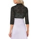 thumbnail image 3 of BOLERO CHIC ELEGANTE de Encaje para Mujeres, Cárdigan de Encaje Floral Transparente de Manga 3/4, Talla M, Negro, 3 of 6