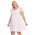 thumbnail image 4 of Women's Plus Size Lace Short Sleeve Party Midi Dress, 4 of 6