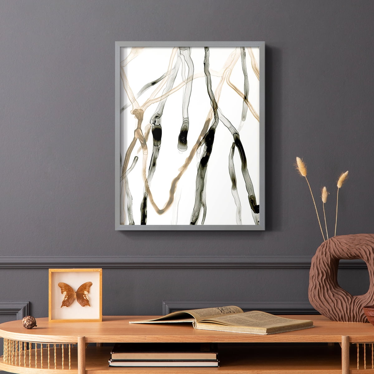 Runnel XI in Gray Solid Wood 16 x 20 Framed Print