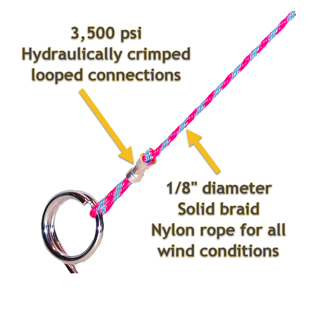 Gator Jawn Heavy Duty with 10 ft. Nylon Rope Tent Stakes- 4 Pack, Zinc Plated (Cotton Candy)