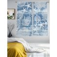 thumbnail image 4 of Blue Coastal Sheer Curtains 72 Inch Long 2 Panels, Nautical Starfish Octopus Coral Summer Light Filtering Rod Pocket Curtains, Sheer Voile Drapes for Living Room Bedroom, 52"x72", 4 of 8