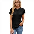 thumbnail image 1 of Tops de Verano con Mangas para Mujer, Suéter Informal de Punto de Corta, Camisas Holgadas Negro M, 1 of 9