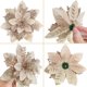 thumbnail image 3 of 20 flores artificiales de Navidad con clip, flores de Pascua navideñas con decoraciones en polvo de purpurina para guirnalda de árbol de Navidad, guirnalda de Navidad, decoración del hogar (champán), 3 of 5