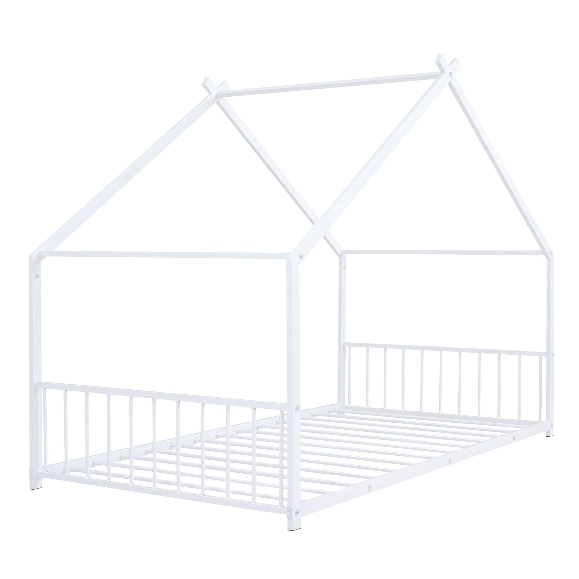 Harper & Bright Designs Twin Size Metal House Bed, White