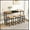Natural+Black, variant on Modern Design Kitchen Dining Table, Pub Table, Long Dining Table Set with 3 Stools, Convenient Hanging Stool Design, Grey+Black