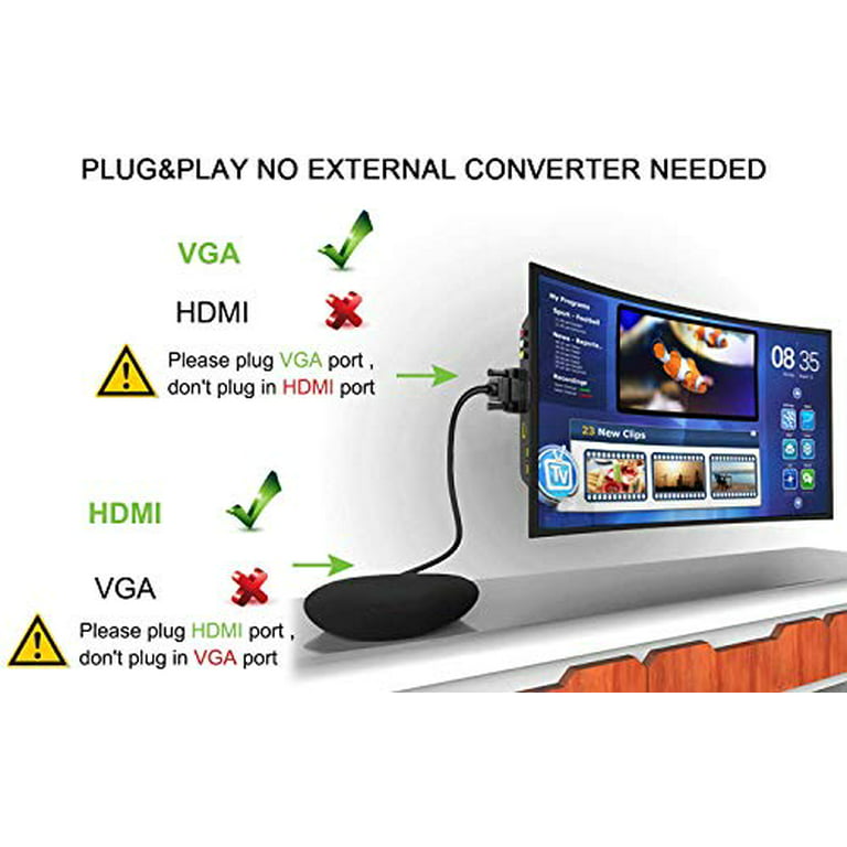 Câble Adaptateur HDMI vers VGA, NewBEP 6ft/1,8m plaqué Or 1080P HDMI mâle  vers VGA mâle Active Video Converter Cord Support Notebook PC DVD Player