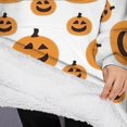 thumbnail image 3 of Oversized Wearable Blanket Hoodie,Halloween Simple Pumpkin Pattern Sherpa Blanket Hoodie with Super Pockets,Super Warm Fuzzy Pullover for Women & Men, 3 of 6