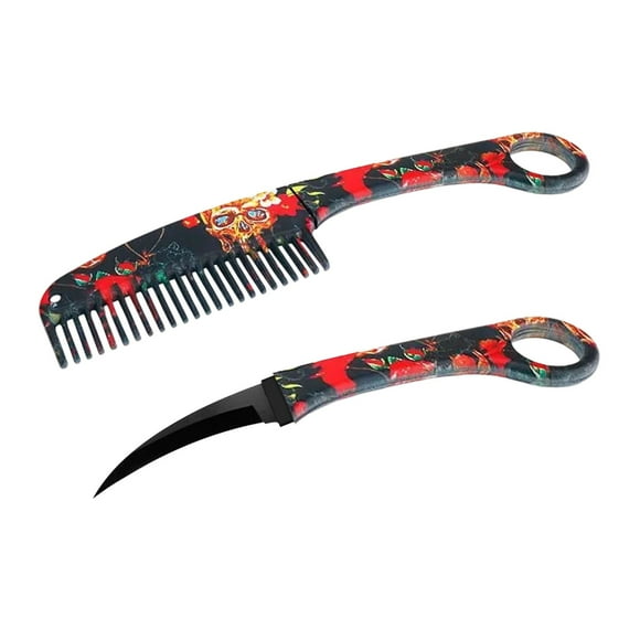 Stainless Steel Portable Comb Knife - Multifunctional Travel and Outdoor Tool with Comb and Blade