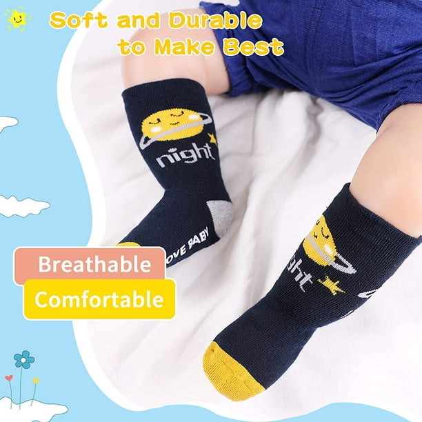 6 Pairs Toddler Boy Non Slip Grip Socks Knee High Socks Cotton