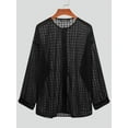 thumbnail image 5 of INCERUN Men's Long Sleeve Loose Plaid See-through Buttons Top Shirts, 5 of 7