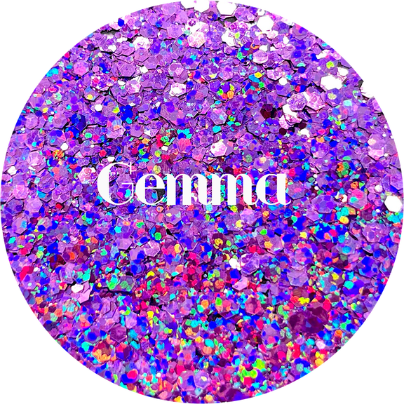 Glitter Heart Co. - High Quality Polyester Glitter - 1oz Bag - Gemma - Holographic Purple Chunky Mix