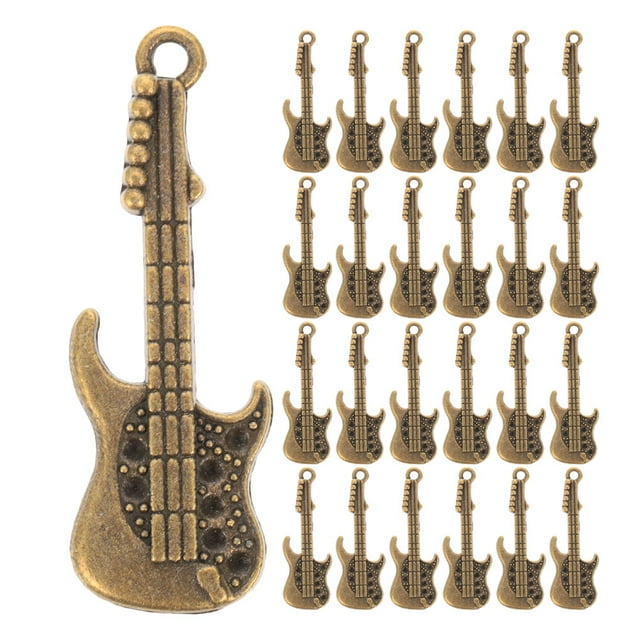 100 Uds. Colgantes de guitarra en miniatura, Mini Artesanía de Metal, decoraciones para fundas de teléfono, decoraciones para manualidades