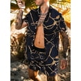 thumbnail image 4 of Men Hawaiian 2Pcs Sets Summer 3D Print Short Sleeve Shirt Beach Button Shorts Streetwear Shirt Holiday Men‘s Two Piece Suit, 4 of 7