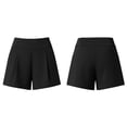thumbnail image 7 of Omexry Jean Shorts Womens High Waisted Women's Solid High Waisted Pleated Shorts - Wide Leg Casual Shorts with Pockets Black S, 7 of 7