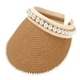 thumbnail image 1 of Chapeaux Visière en Paille pour Femmes Pliables Grand Bord Enroulable Chapeaux de Plage Queue de Cheval Protection Solaire, 1 of 2