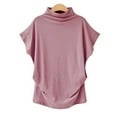thumbnail image 3 of Blouse Décontractée en Coton à Manches Courtes Col Roulé pour Femmes, T-shirt Grande Taille, 3 of 5
