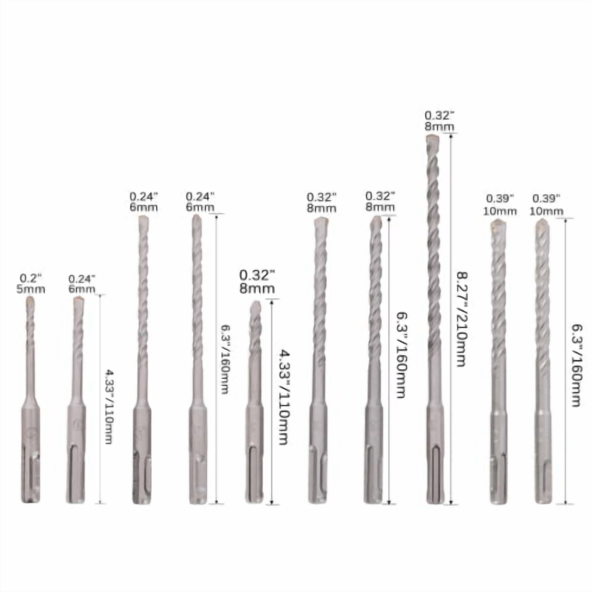20-Piece SDS Plus Impact Drill Bit Set, Carbide Tipped for Concrete, Brick, Stone – with Portable Storage Case