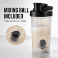 thumbnail image 4 of 500mL Protein Shaker Bottle with Mixing Ball and Measurement Scale, Handheld Fitness Water Cup for Smooth Protein Powder Blending, Gym Workouts and Daily Hydration, Black, 4 of 5