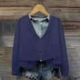 thumbnail image 2 of Fiaer Women'S Oversized Fashion Cardigan Sweaters Solid Color Casual V-Neck Long Sleeve Button Down Loose Fit Tops Navy XXXL, 2 of 9