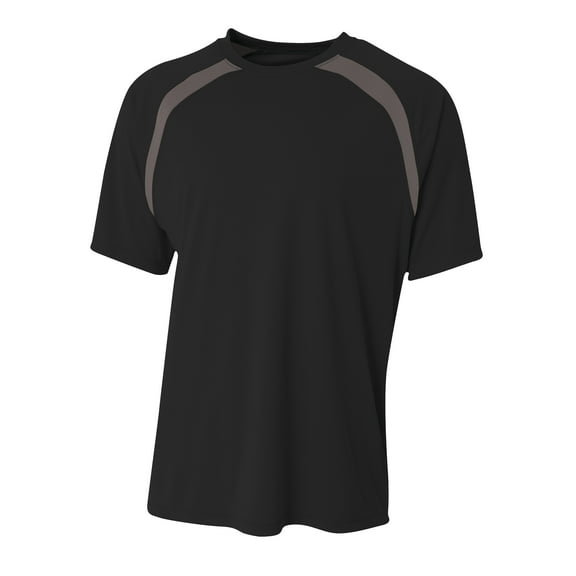 Men's Spartan Short Sleeve Color Block Crew Neck T-Shirt - BLACK/ GRAPHITE - 3XL