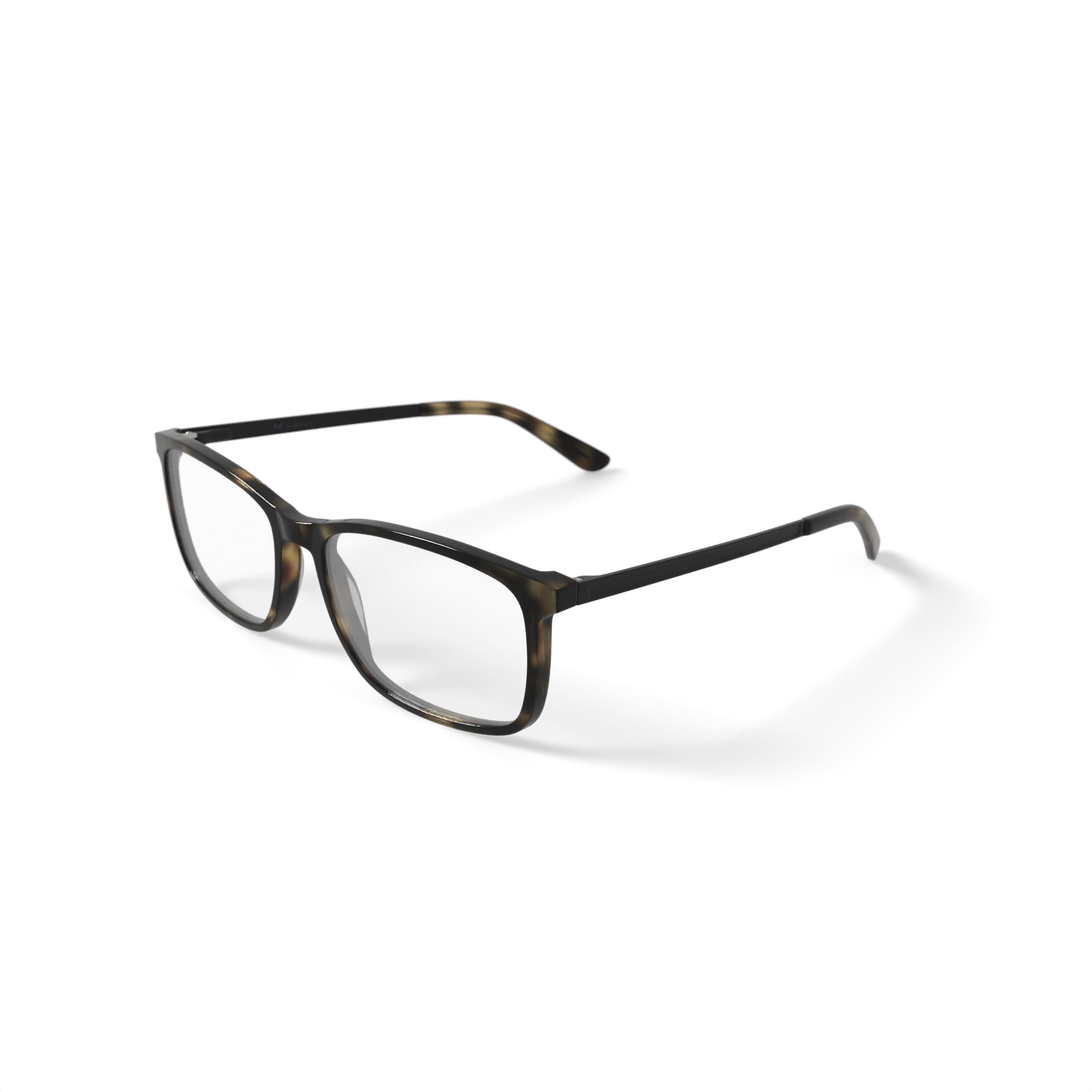 M America Men's Brighton Square Prescription Eyeglasses with Case, Brown Tortoise
