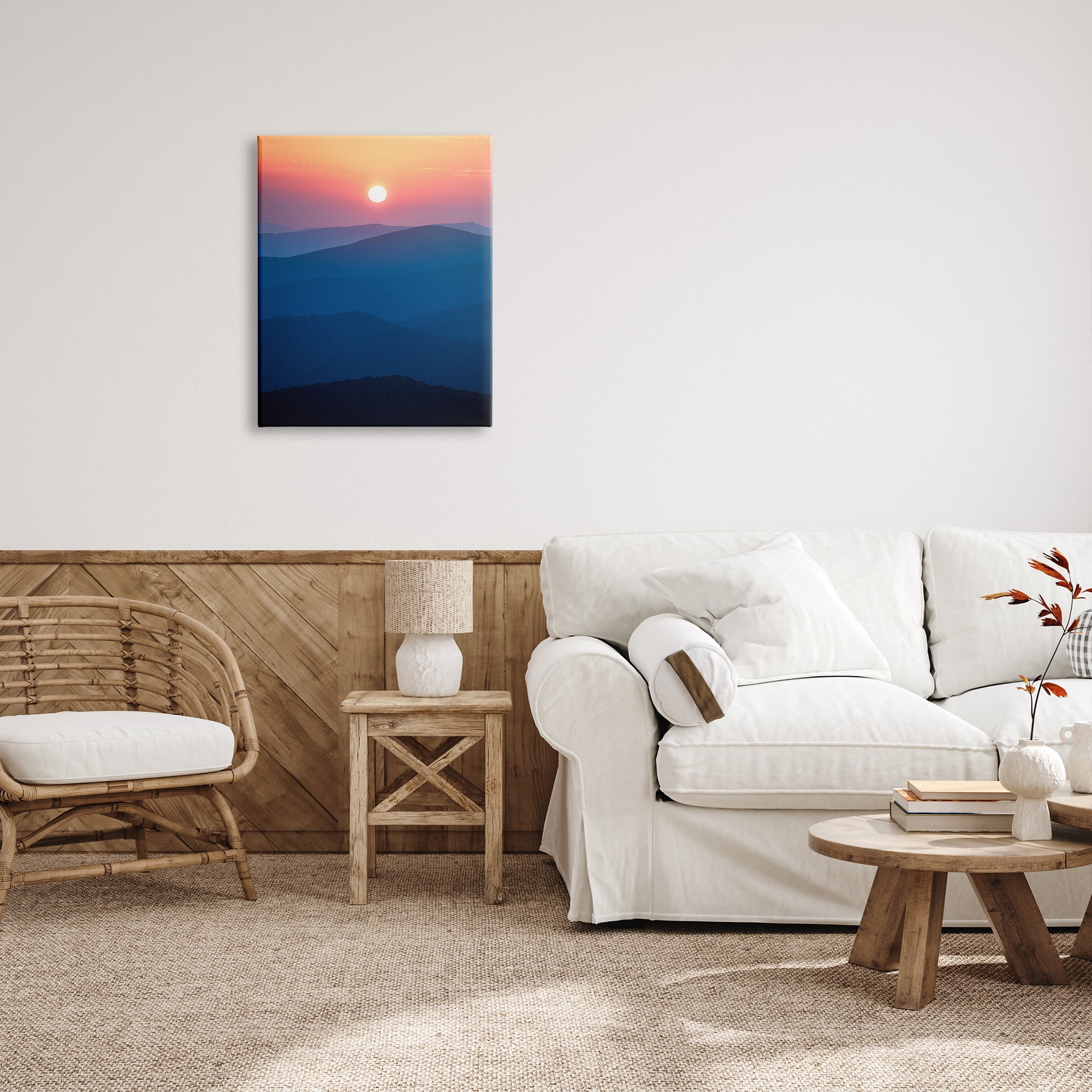 Stupell Industries Sunset Over Mountains Landscape Photography Gallery Wrapped Canvas Art Print Wall Art, 24 x 30