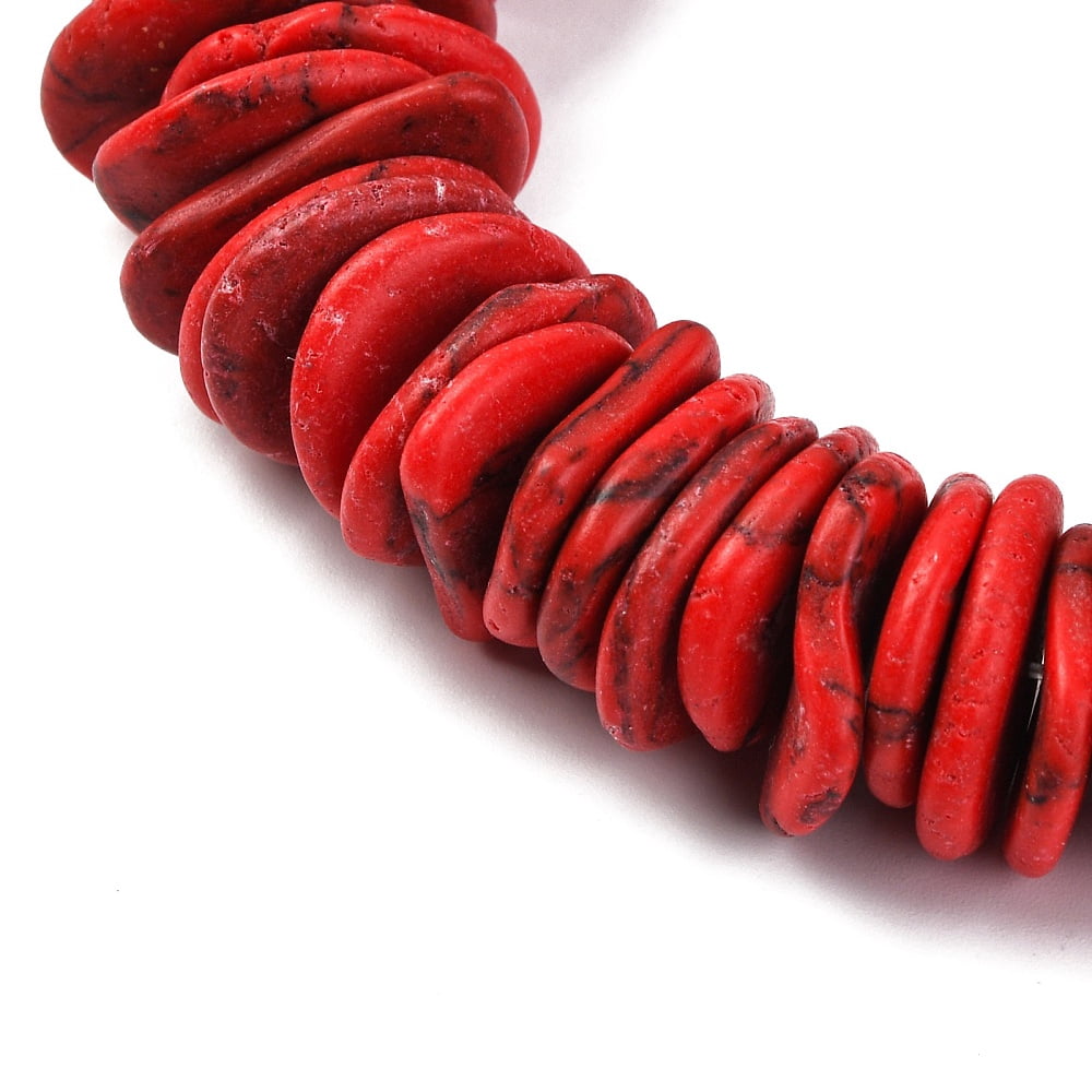 Graduated Turquoise Beads Strands Dyed Red 7-20x7-15x3-5mm Hole: 1.2mm 118-119pcs/strand 15.75-15.87in(40-40.3cm)