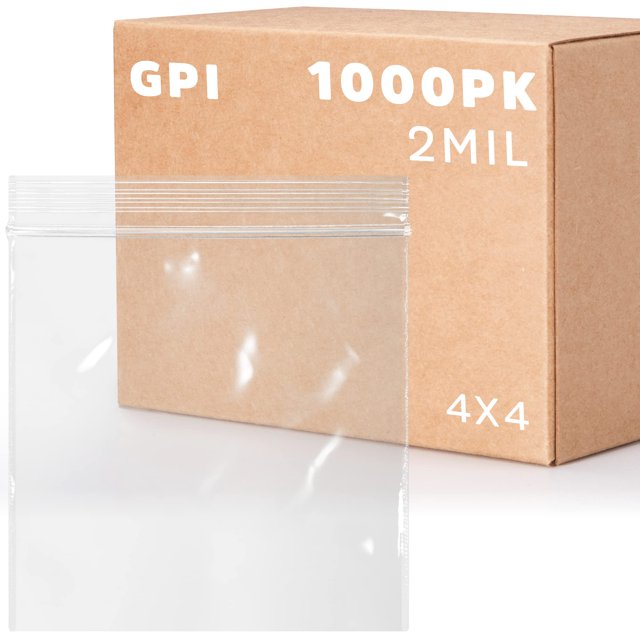Estuche GPI de 1000 bolsas con cierre con cierre, 4 x 4 cm, 2 mil de grosor