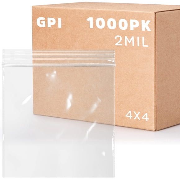 Estuche GPI de 1000 bolsas con cierre con cierre, 4 x 4 cm, 2 mil de grosor
