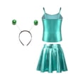 thumbnail image 2 of iiniim Alien Costume for Girls Metallic Dress Alien Holographic Cami Top with Pleated Skirts and Hair Hop Green 6, 2 of 7